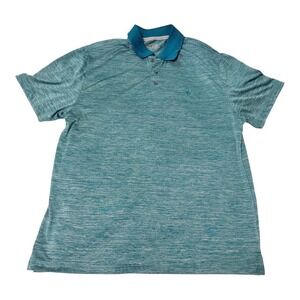 Beverly Hills Polo Club Polo Shirt L Mens Teal Blue Space Dye Polyester Preppy